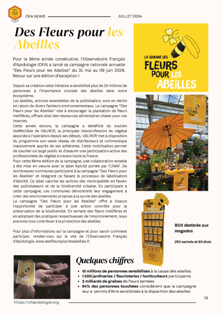 NEWS OFA JUILLET 2024 Campagen des Fleurs pour les abeilles